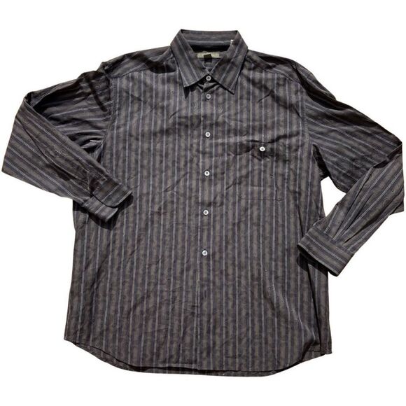 Ermenegildo Zegna Men's Button-Up Shirt XXL Striped Paisley Print Long Sleeve - Picture 1 of 9